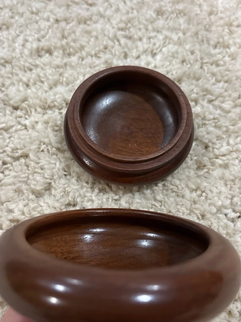 Vintage 1960s VTG Hand Turned Wooden Trinket Box Round Jewelry Keepsake Pot 4”